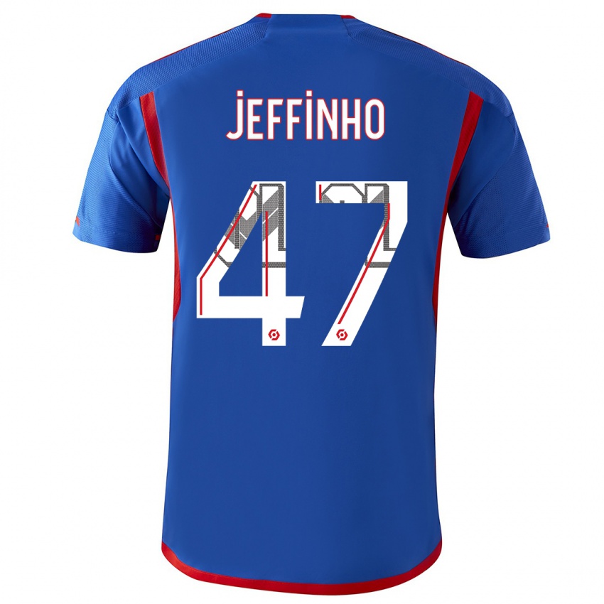 Męski Jeffinho #47 Niebieski Czerwony Wyjazdowa Koszulka 2023/24 Koszulki Klubowe