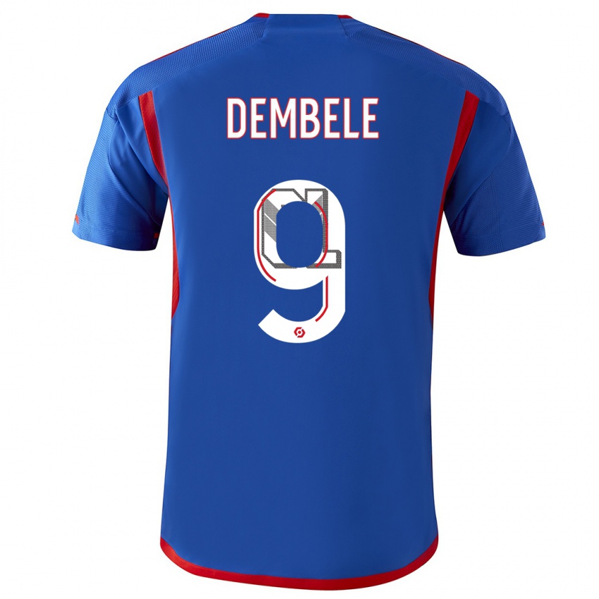 Męski Moussa Dembele #9 Niebieski Czerwony Wyjazdowa Koszulka 2023/24 Koszulki Klubowe