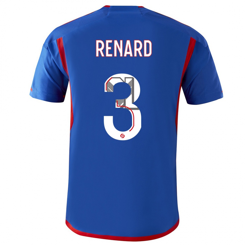 Męski Wendie Renard #3 Niebieski Czerwony Wyjazdowa Koszulka 2023/24 Koszulki Klubowe
