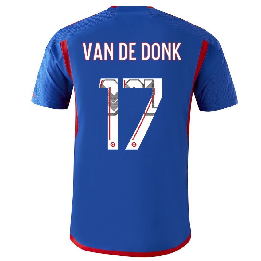 Męski Danielle Van De Donk #17 Niebieski Czerwony Wyjazdowa Koszulka 2023/24 Koszulki Klubowe