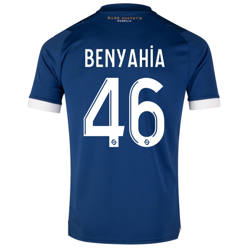 Męski Aylan Benyahia-Tani #46 Ciemny Niebieski Wyjazdowa Koszulka 2023/24 Koszulki Klubowe