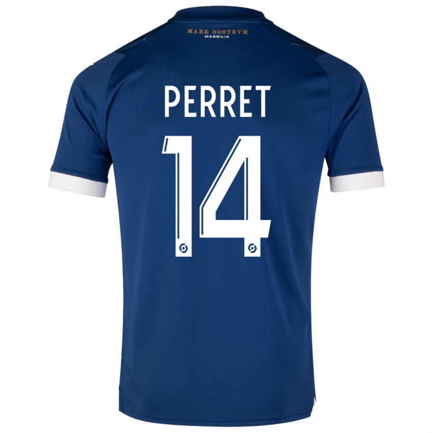 Męski Jenny Perret #14 Ciemny Niebieski Wyjazdowa Koszulka 2023/24 Koszulki Klubowe