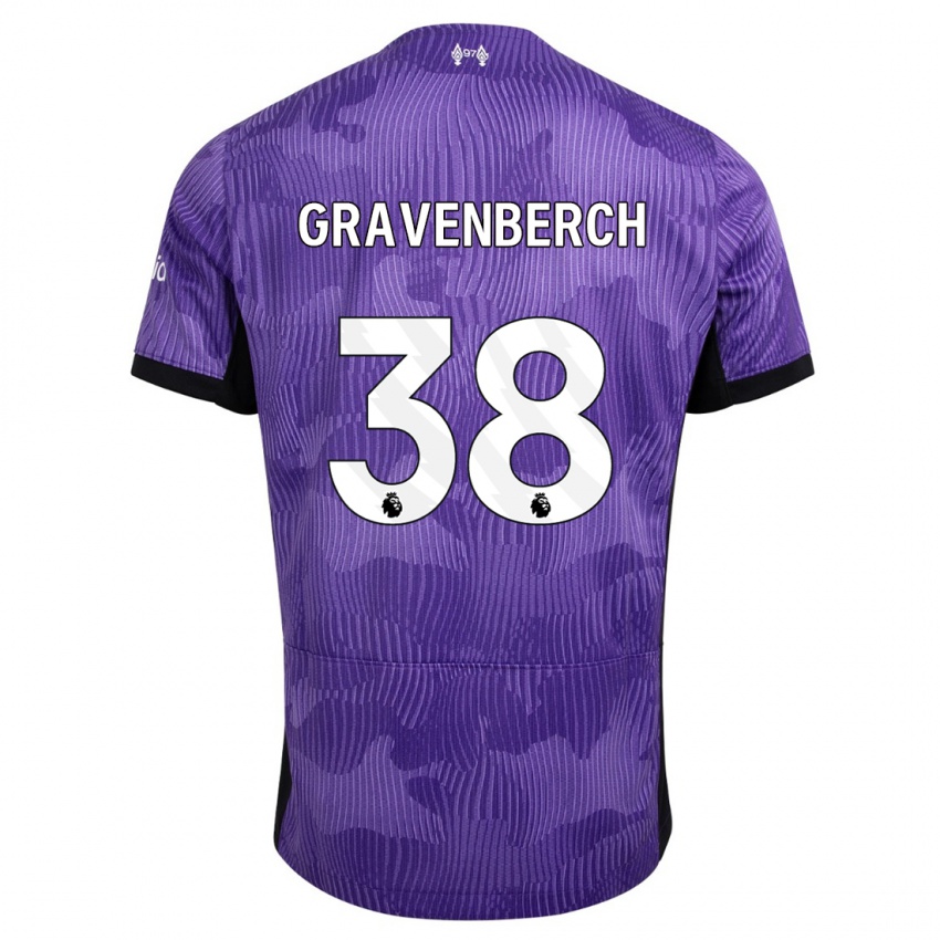 Męski Ryan Gravenberch #38 Fioletowy Trzeci Komplet Koszulka 2023/24 Koszulki Klubowe