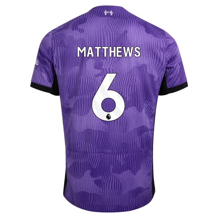 Męski Jasmine Matthews #6 Fioletowy Trzeci Komplet Koszulka 2023/24 Koszulki Klubowe