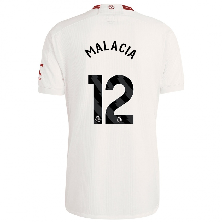 Męski Tyrell Malacia #12 Biały Trzeci Komplet Koszulka 2023/24 Koszulki Klubowe