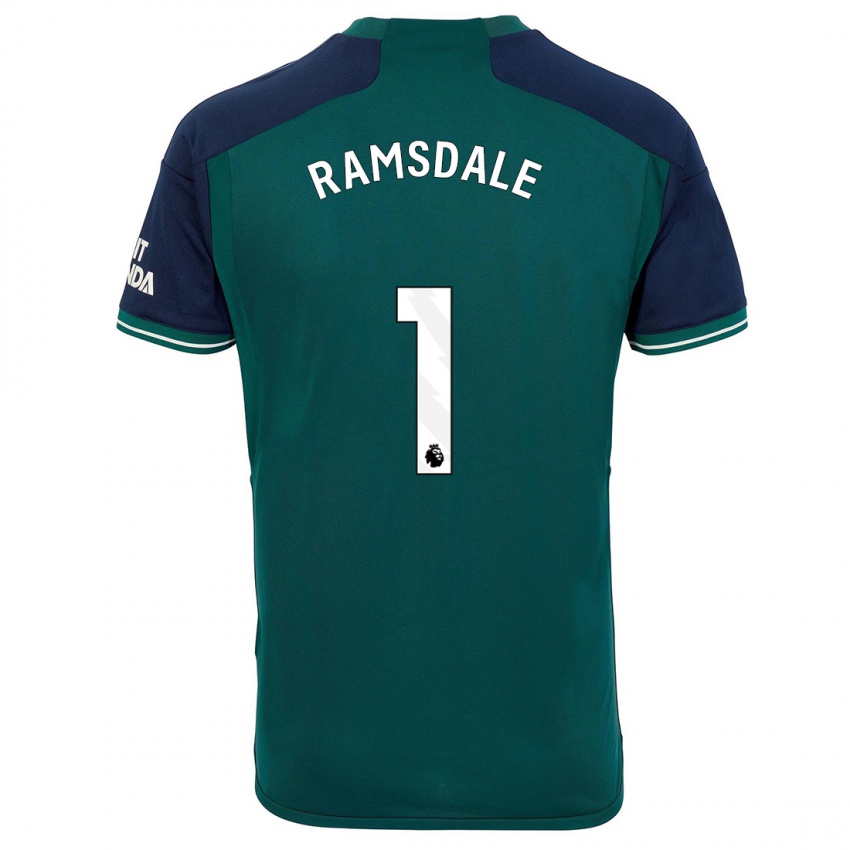Męski Aaron Ramsdale #1 Zielony Trzeci Komplet Koszulka 2023/24 Koszulki Klubowe