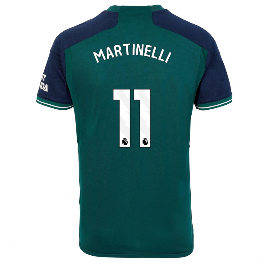 Męski Gabriel Martinelli #11 Zielony Trzeci Komplet Koszulka 2023/24 Koszulki Klubowe