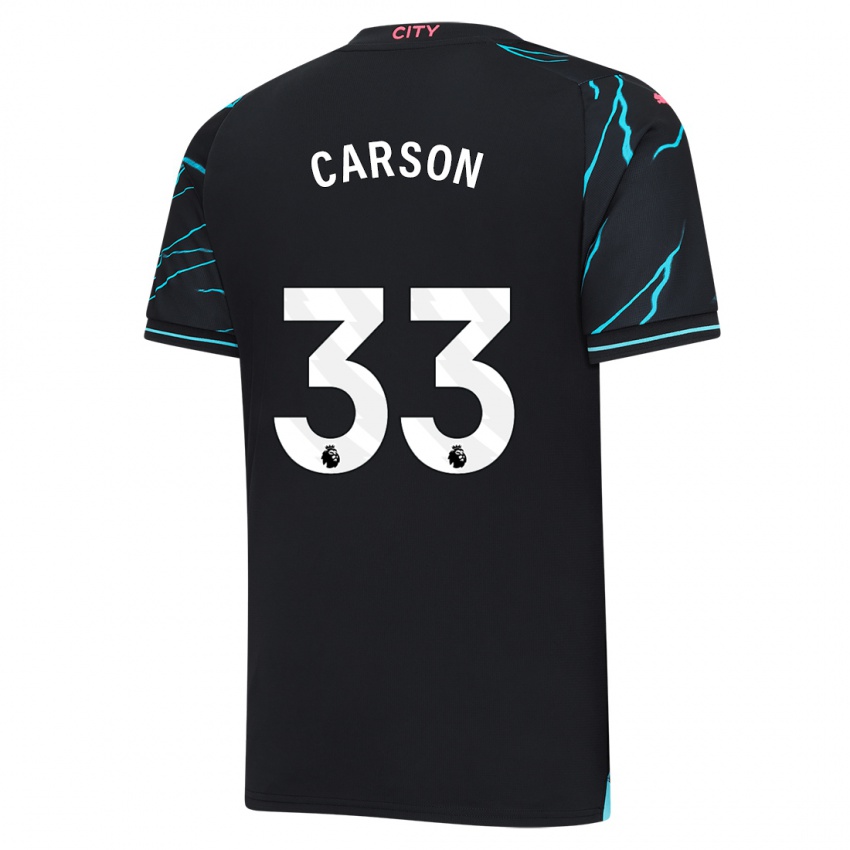 Męski Scott Carson #33 Ciemny Niebieski Trzeci Komplet Koszulka 2023/24 Koszulki Klubowe