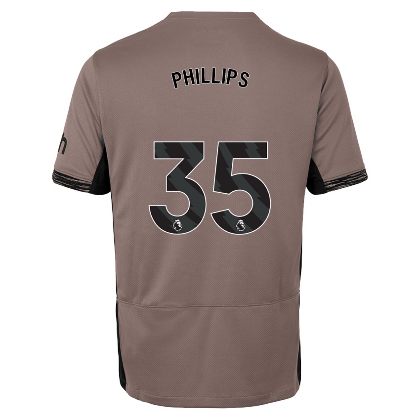 Męski Ashley Phillips #35 Ciemny Beż Trzeci Komplet Koszulka 2023/24 Koszulki Klubowe