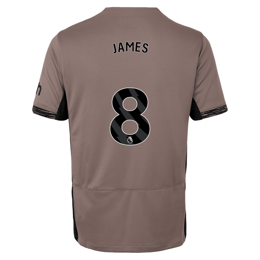 Męski Angharad James #8 Ciemny Beż Trzeci Komplet Koszulka 2023/24 Koszulki Klubowe