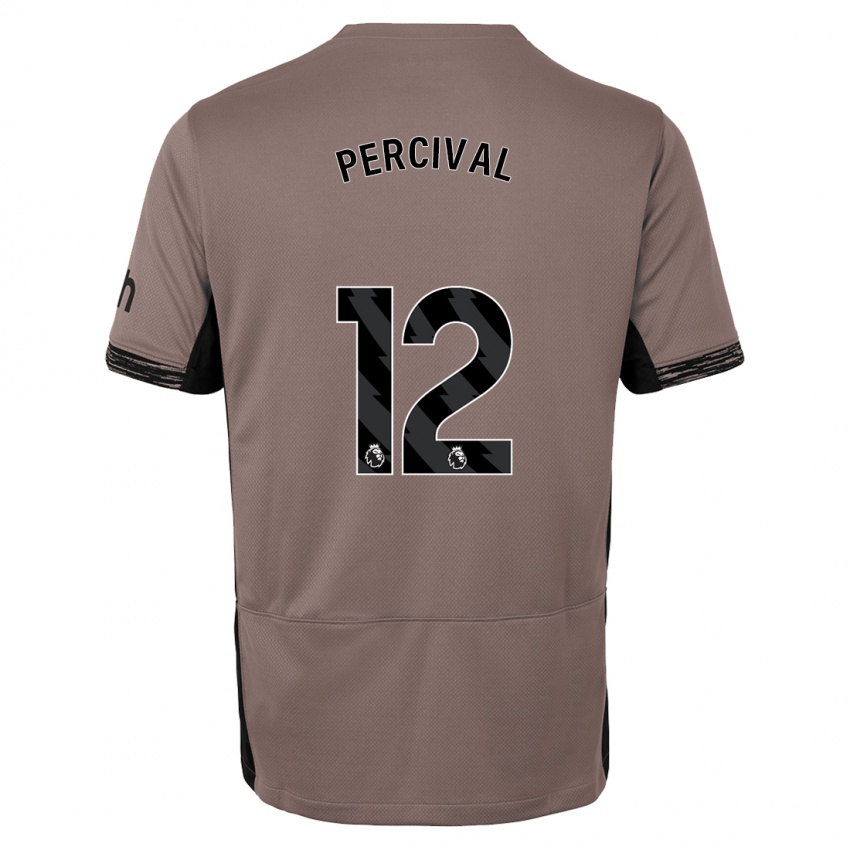 Męski Ria Percival #12 Ciemny Beż Trzeci Komplet Koszulka 2023/24 Koszulki Klubowe