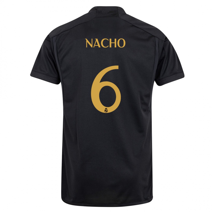 Męski Nacho Fernandez #6 Czarny Trzeci Komplet Koszulka 2023/24 Koszulki Klubowe