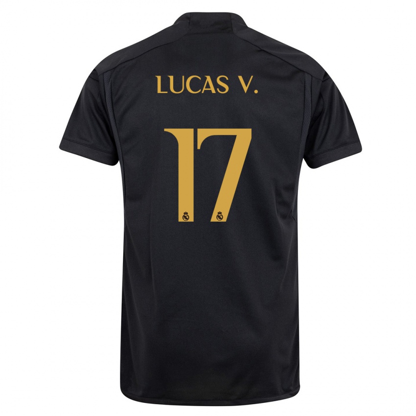 Męski Lucas Vazquez #17 Czarny Trzeci Komplet Koszulka 2023/24 Koszulki Klubowe