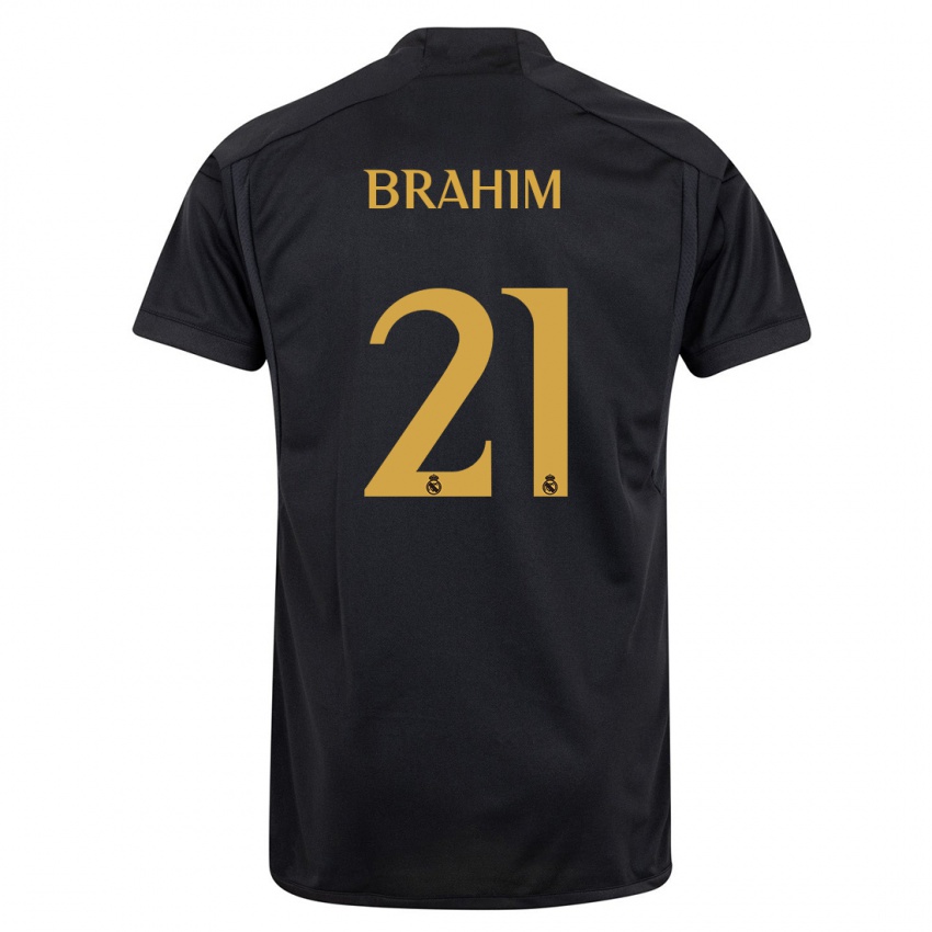 Męski Brahim Diaz #21 Czarny Trzeci Komplet Koszulka 2023/24 Koszulki Klubowe