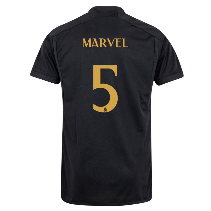 Męski Marvel #5 Czarny Trzeci Komplet Koszulka 2023/24 Koszulki Klubowe