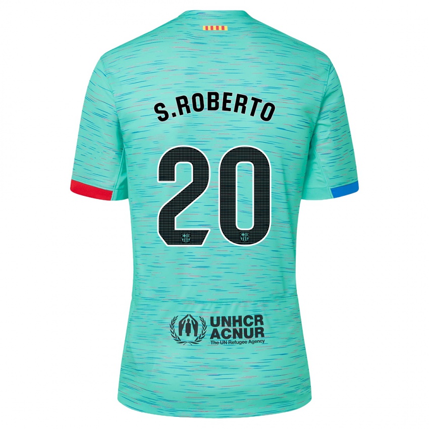 Męski Sergi Roberto #20 Lekka Aqua Trzeci Komplet Koszulka 2023/24 Koszulki Klubowe