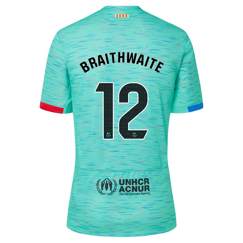 Męski Martin Braithwaite #12 Lekka Aqua Trzeci Komplet Koszulka 2023/24 Koszulki Klubowe