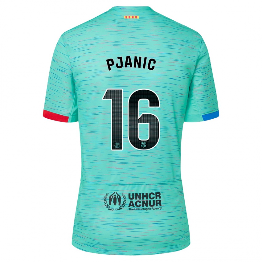 Męski Miralem Pjanic #16 Lekka Aqua Trzeci Komplet Koszulka 2023/24 Koszulki Klubowe