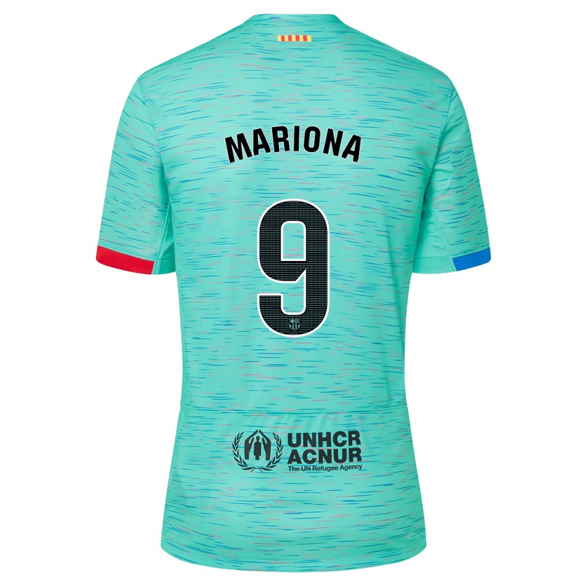 Męski Mariona Caldentey #9 Lekka Aqua Trzeci Komplet Koszulka 2023/24 Koszulki Klubowe