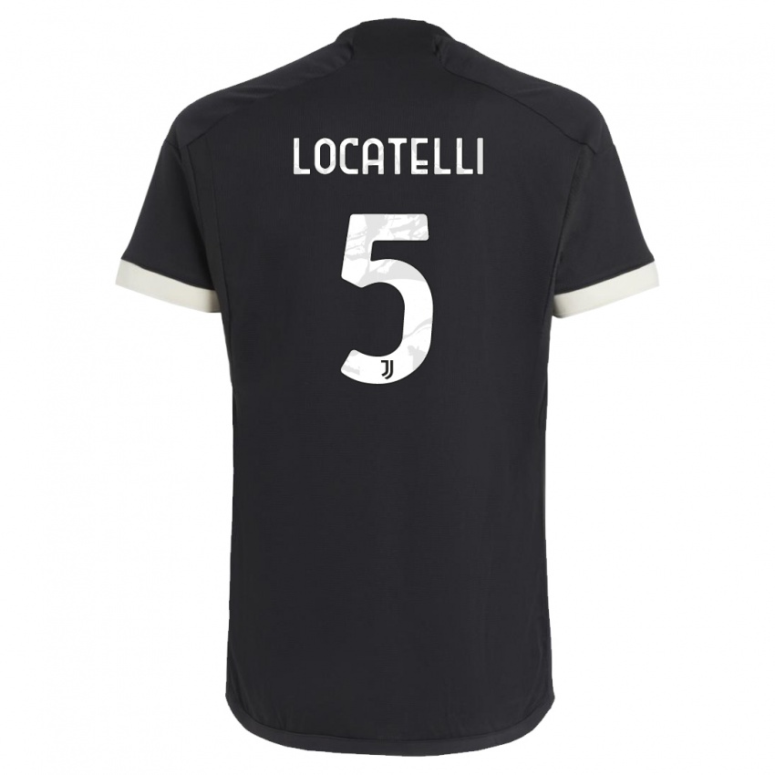 Męski Manuel Locatelli #5 Czarny Trzeci Komplet Koszulka 2023/24 Koszulki Klubowe
