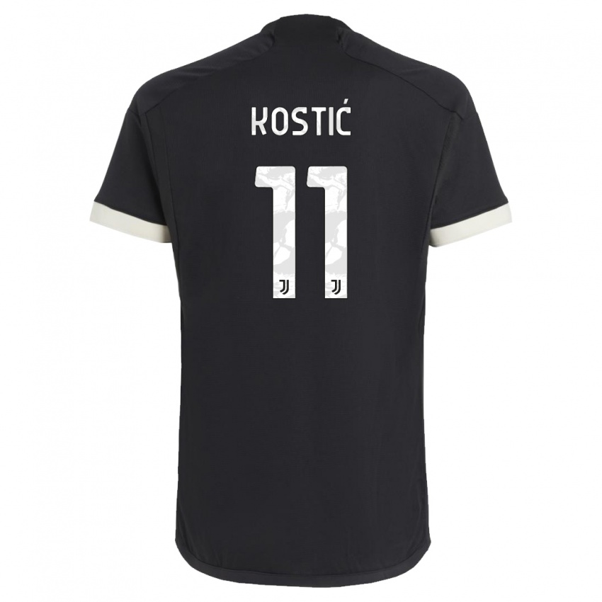 Męski Filip Kostic #11 Czarny Trzeci Komplet Koszulka 2023/24 Koszulki Klubowe