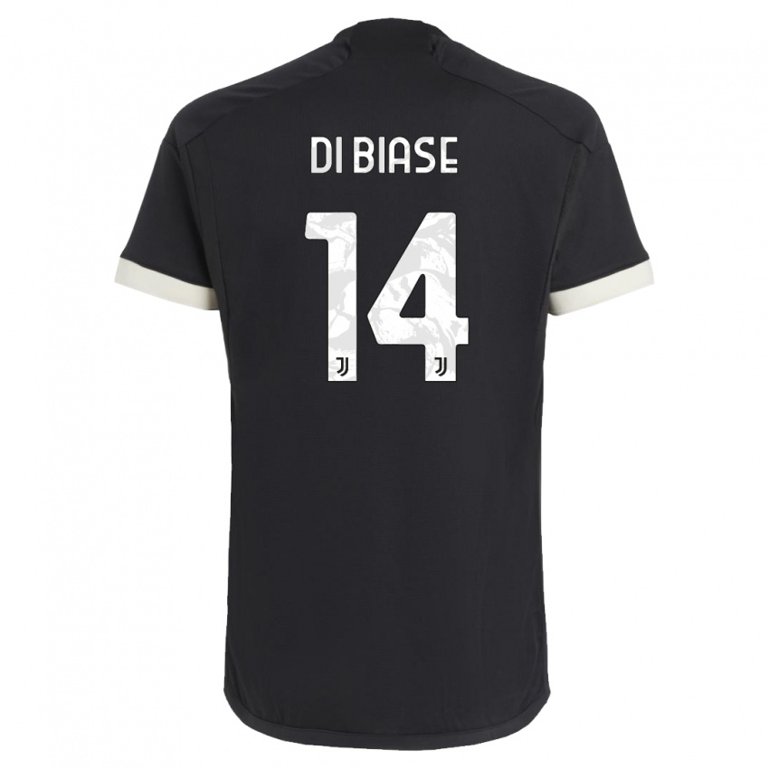 Męski Gianmarco Di Biase #14 Czarny Trzeci Komplet Koszulka 2023/24 Koszulki Klubowe