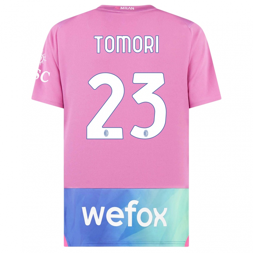 Męski Fikayo Tomori #23 Różowy Fiolet Trzeci Komplet Koszulka 2023/24 Koszulki Klubowe