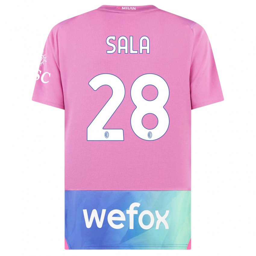 Męski Emanuele Sala #28 Różowy Fiolet Trzeci Komplet Koszulka 2023/24 Koszulki Klubowe