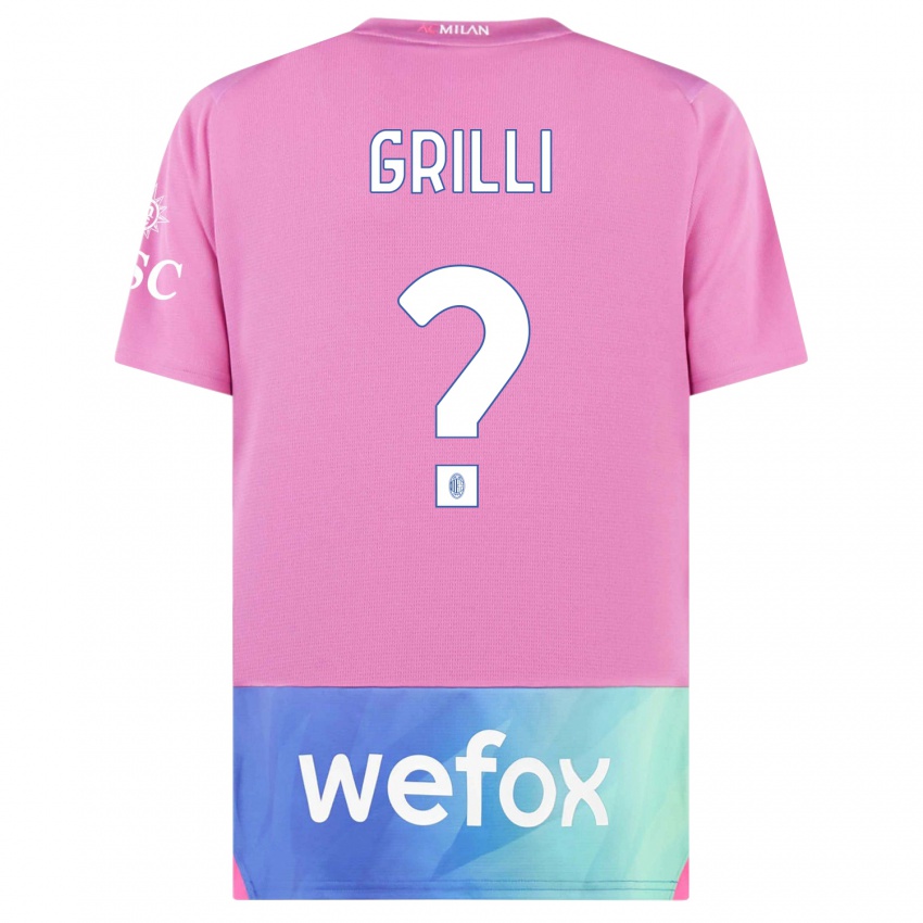 Męski Lorenzo Grilli #0 Różowy Fiolet Trzeci Komplet Koszulka 2023/24 Koszulki Klubowe