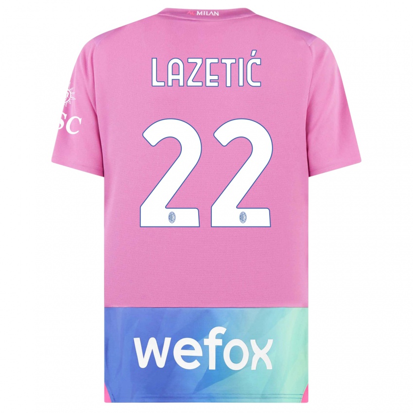 Męski Marko Lazetic #22 Różowy Fiolet Trzeci Komplet Koszulka 2023/24 Koszulki Klubowe