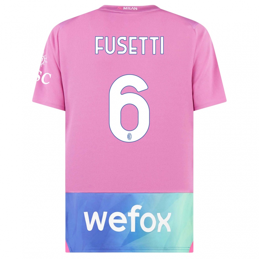 Męski Laura Fusetti #6 Różowy Fiolet Trzeci Komplet Koszulka 2023/24 Koszulki Klubowe