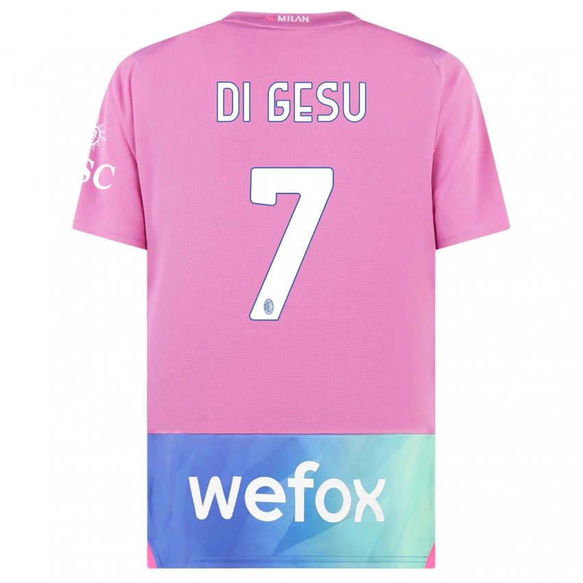 Męski Enrico Di Gesu #7 Różowy Fiolet Trzeci Komplet Koszulka 2023/24 Koszulki Klubowe