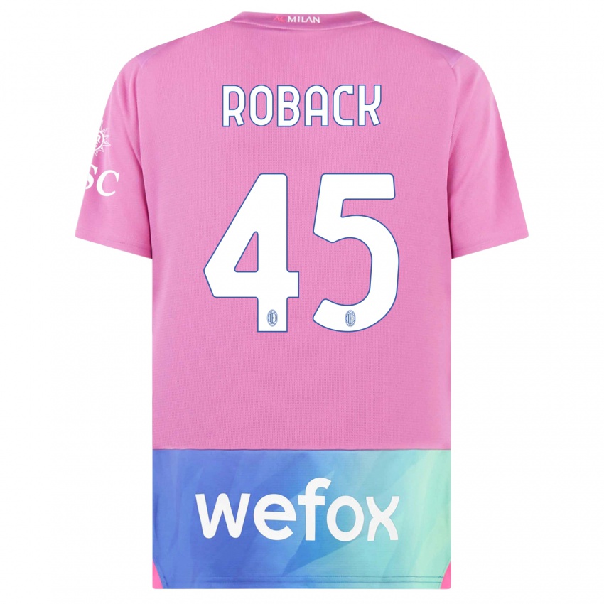 Męski Emil Roback #45 Różowy Fiolet Trzeci Komplet Koszulka 2023/24 Koszulki Klubowe