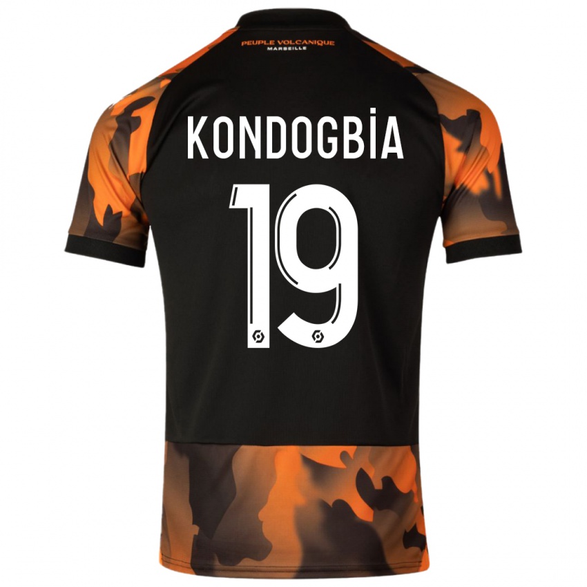 Męski Geoffrey Kondogbia #19 Czarny Pomarańczowy Trzeci Komplet Koszulka 2023/24 Koszulki Klubowe