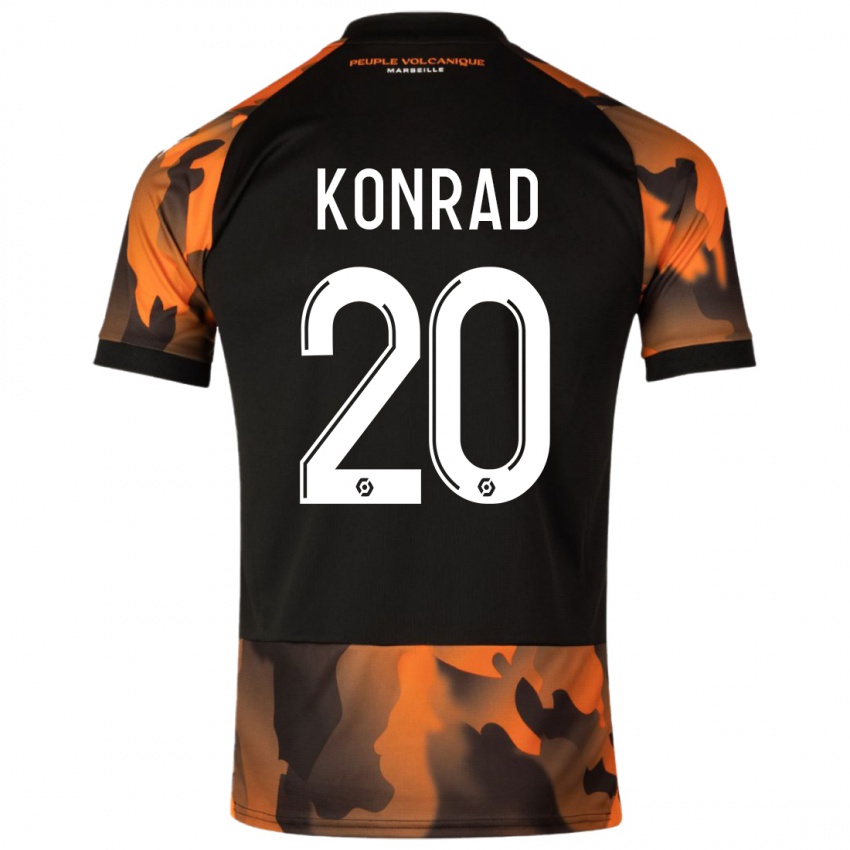 Męski Konrad De La Fuente #20 Czarny Pomarańczowy Trzeci Komplet Koszulka 2023/24 Koszulki Klubowe