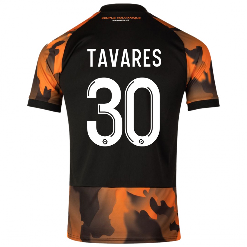 Męski Nuno Tavares #30 Czarny Pomarańczowy Trzeci Komplet Koszulka 2023/24 Koszulki Klubowe