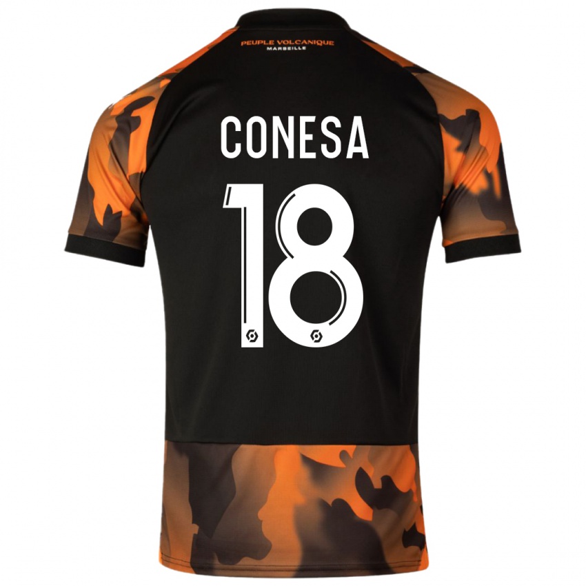 Męski Anna Conesa #18 Czarny Pomarańczowy Trzeci Komplet Koszulka 2023/24 Koszulki Klubowe