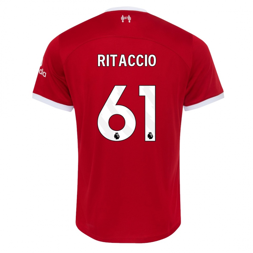Kobiety Matteo Ritaccio #61 Czerwony Domowa Koszulka 2023/24 Koszulki Klubowe