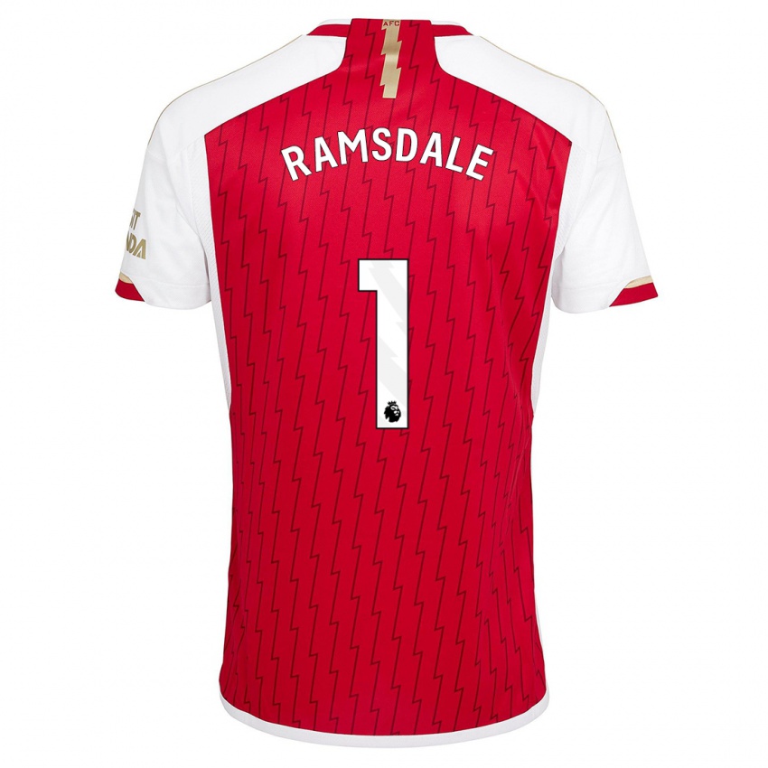 Kobiety Aaron Ramsdale #1 Czerwony Domowa Koszulka 2023/24 Koszulki Klubowe