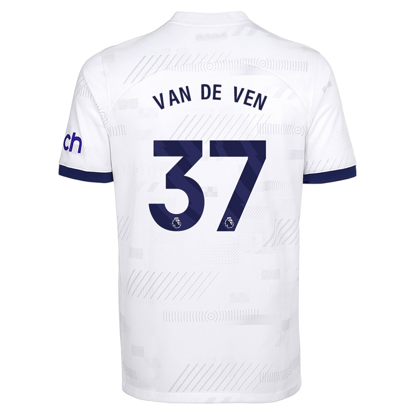 Kobiety Micky Van De Ven #37 Biały Domowa Koszulka 2023/24 Koszulki Klubowe