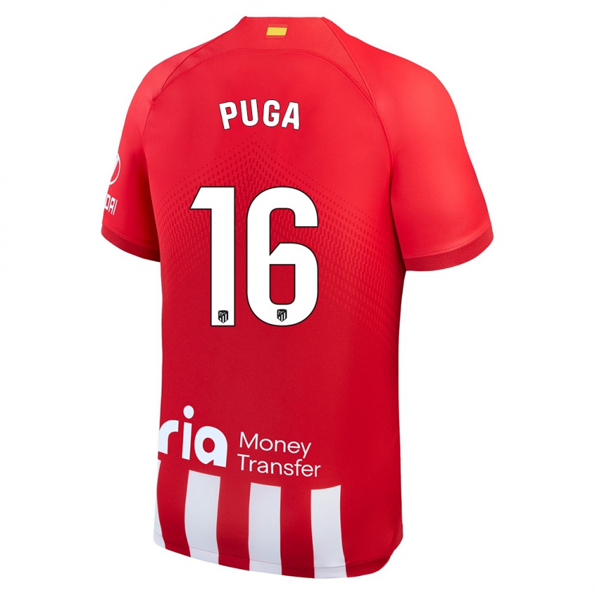 Kobiety Carlos Puga #16 Czerwony Biały Domowa Koszulka 2023/24 Koszulki Klubowe