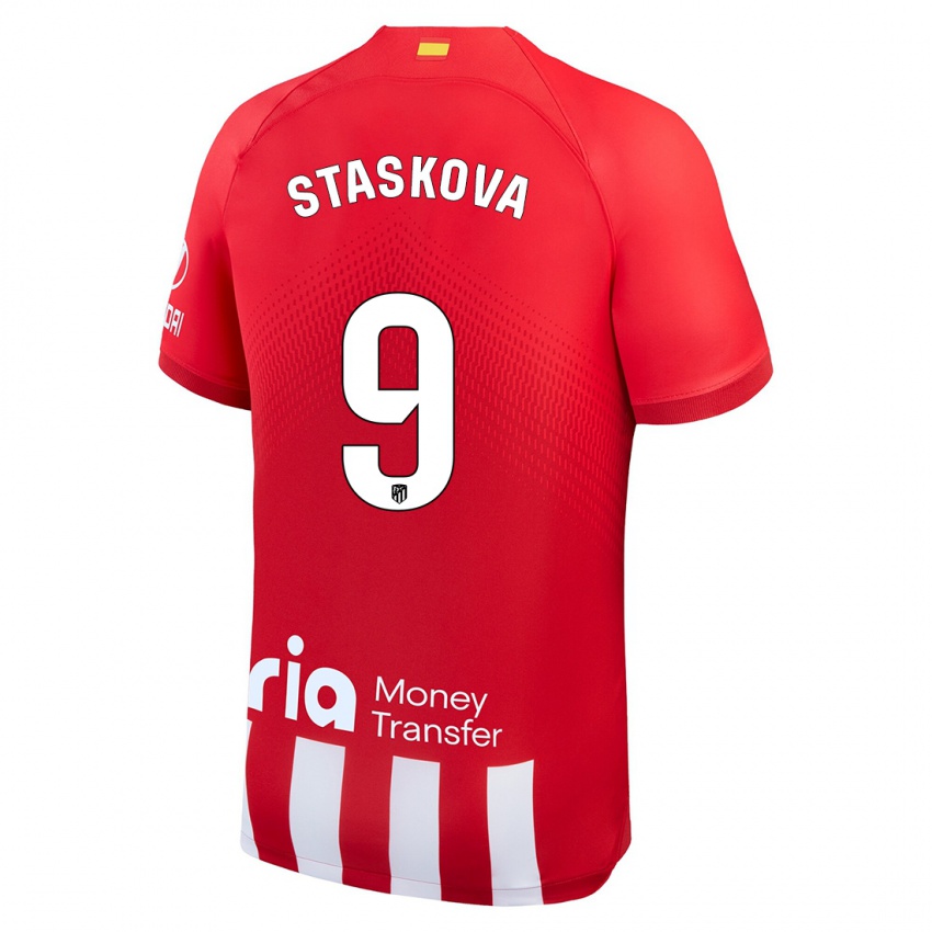 Kobiety Andrea Staskova #9 Czerwony Biały Domowa Koszulka 2023/24 Koszulki Klubowe