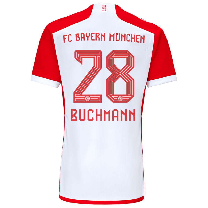 Kobiety Tarek Buchmann #28 Czerwony Biały Domowa Koszulka 2023/24 Koszulki Klubowe