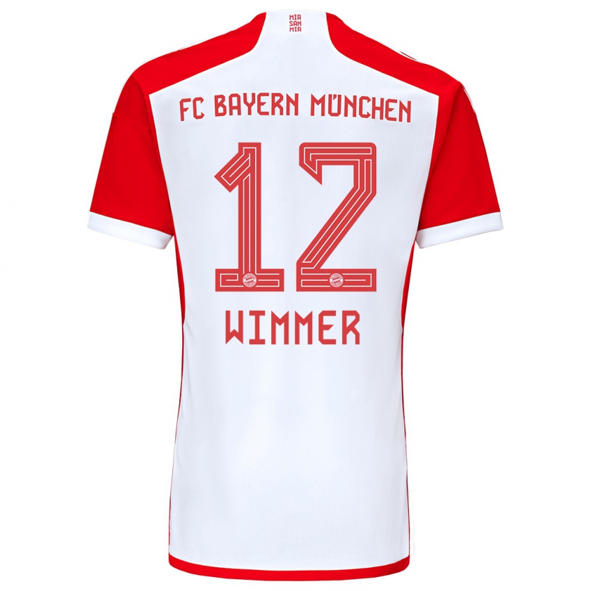 Kobiety Benedikt Wimmer #12 Czerwony Biały Domowa Koszulka 2023/24 Koszulki Klubowe
