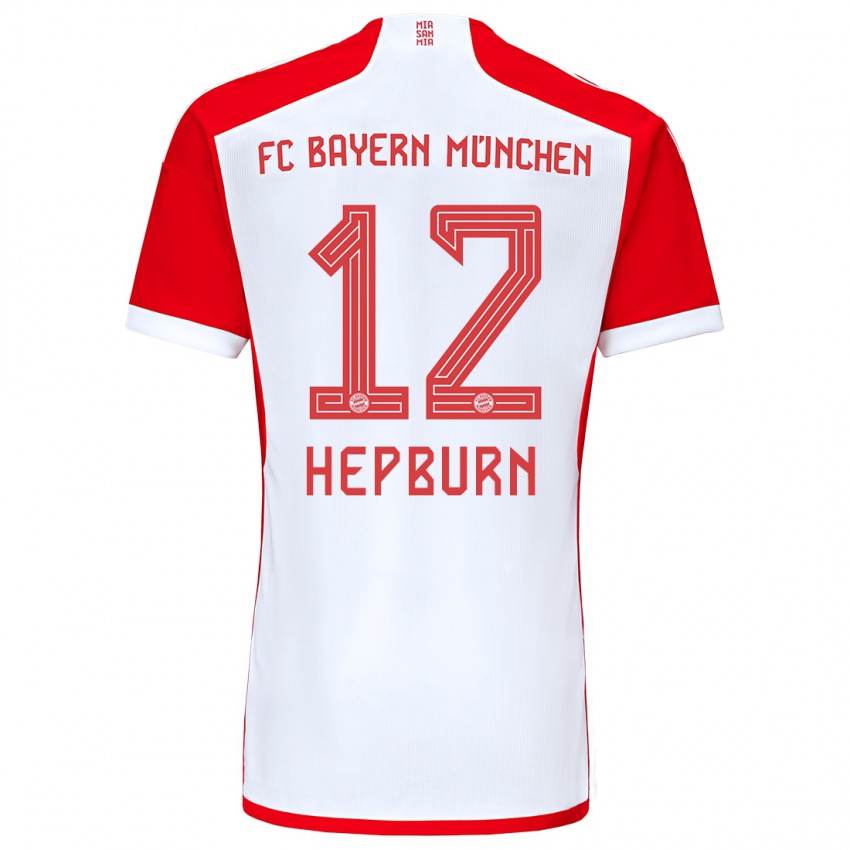 Kobiety Barry Hepburn #12 Czerwony Biały Domowa Koszulka 2023/24 Koszulki Klubowe