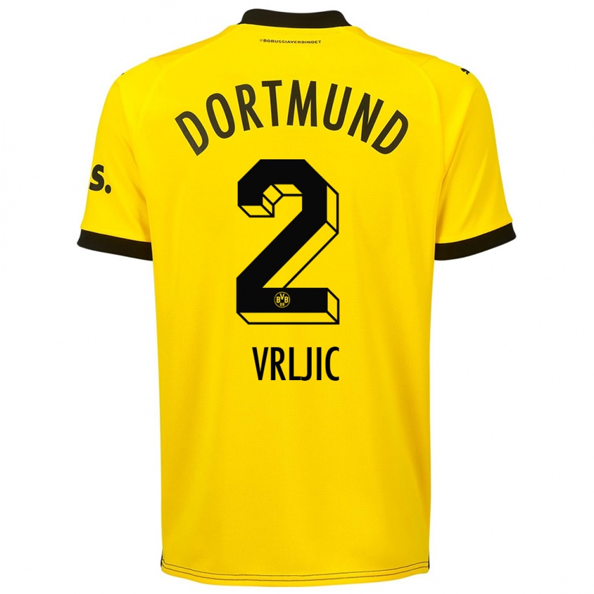 Kobiety Daniel Vrljic #2 Żółty Domowa Koszulka 2023/24 Koszulki Klubowe