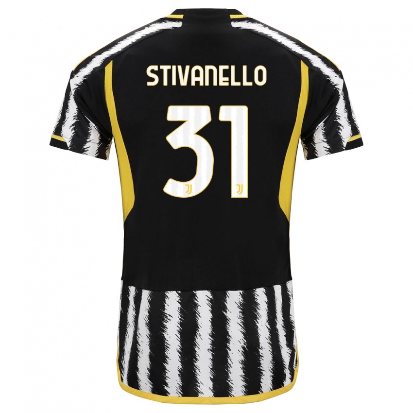 Kobiety Riccardo Stivanello #31 Czarny Biały Domowa Koszulka 2023/24 Koszulki Klubowe