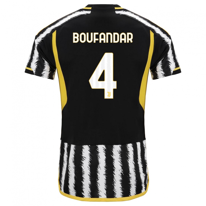 Kobiety Adam Boufandar #4 Czarny Biały Domowa Koszulka 2023/24 Koszulki Klubowe