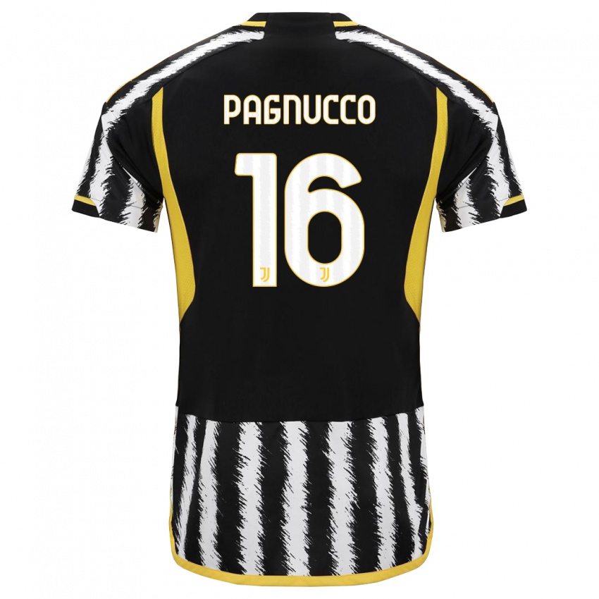 Kobiety Filippo Pagnucco #16 Czarny Biały Domowa Koszulka 2023/24 Koszulki Klubowe