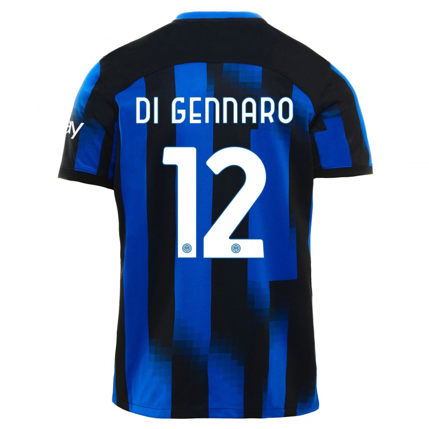 Kobiety Raffaele Di Gennaro #12 Czarno-Niebieski Domowa Koszulka 2023/24 Koszulki Klubowe